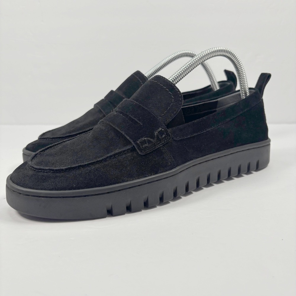 EUC Vionic Womens 10 Uptown Loafer Suede Black Platform Slip On Lug Sole Shoes